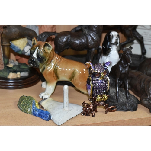 393 - A GROUP OF BRONZED RESIN FIGURINES, comprising a limited edition Welsh Pony by Chuff produced by Her... 