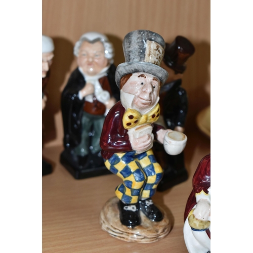 396 - A COLLECTION OF SEVEN ROYAL DOULTON AND BESWICK FIGURES, comprising Royal Doulton Charles Dickens ch... 