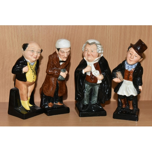 396 - A COLLECTION OF SEVEN ROYAL DOULTON AND BESWICK FIGURES, comprising Royal Doulton Charles Dickens ch... 