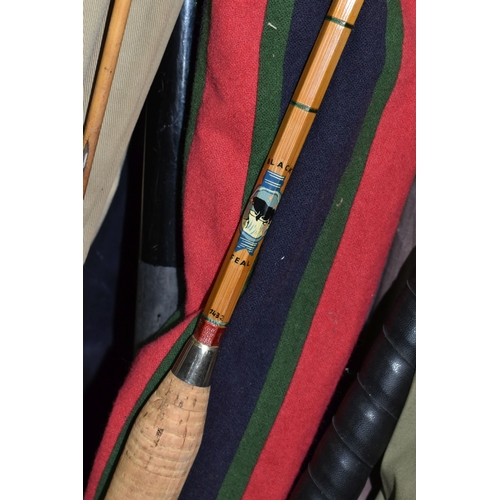 400 - A LARGE COLLECTION OF VINTAGE FISHING RODS, comprising a split cane 'Black Seal' 7432 rod, a 6m Midd... 