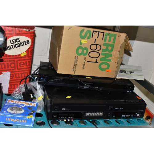 409 - ONE BOX AND LOOSE AUDIO AND ELECTRICAL ITEMS, to include a Philips AQ5150 stereo/radio cassette reco... 