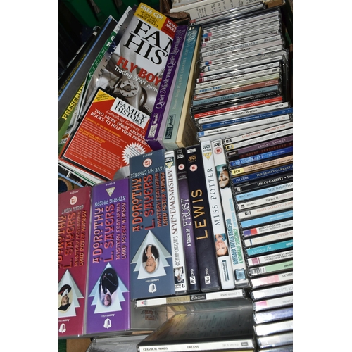 428 - TWO BOXES OF CDS AND LP RECORDS, to include a large quantity of CDs mostly classical music and music... 