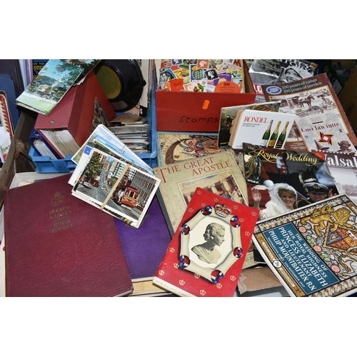 430 - THREE BOXES OF EPHEMERA containing a large collection of modern 'tourist type' postcards and commemo... 