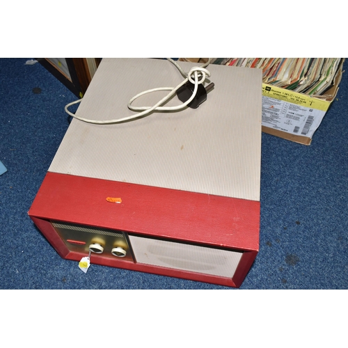 542 - TWO BOXES AND LOOSE RECORDS, RECORD PLAYER, PICNIC SET, METAL WARE AND MISCELLANEOUS ITEMS, to inclu... 