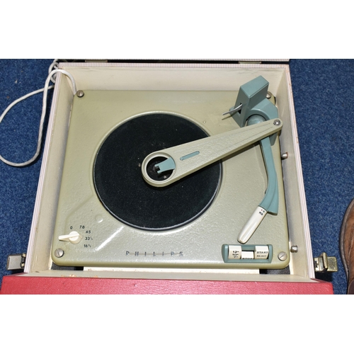 542 - TWO BOXES AND LOOSE RECORDS, RECORD PLAYER, PICNIC SET, METAL WARE AND MISCELLANEOUS ITEMS, to inclu... 