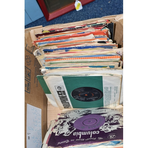 542 - TWO BOXES AND LOOSE RECORDS, RECORD PLAYER, PICNIC SET, METAL WARE AND MISCELLANEOUS ITEMS, to inclu... 