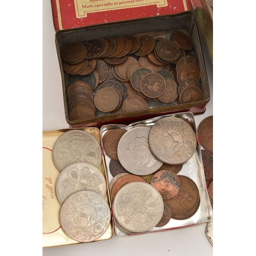 170 - A CARDBOARD BOX CONTAINING MIXED COINS, to include 8 Reals 1817 Ferdinand VII counter stamped (McFie... 