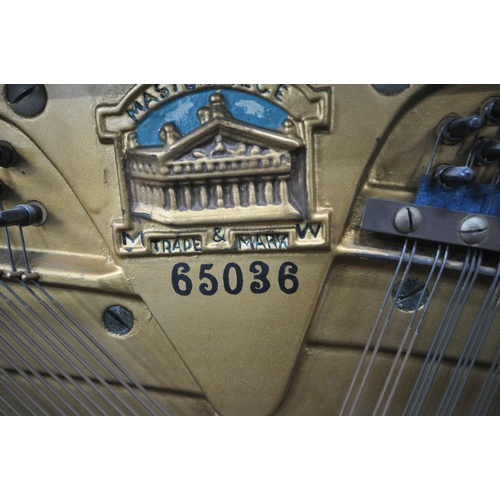 1206 - MONINGTON AND WESTON, A MAHOGANY OVERSTRUNG UPRIGHT PIANO, serial number 65036, width 135cm x depth ... 