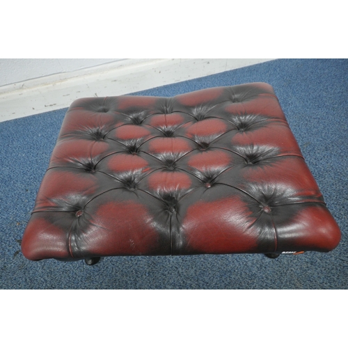 1210 - AN OXBLOOD LEATHER BUTTONED CHESTERFIELD STYLE RECTANGULAR FOOTSTOOL, width 68cm x depth 52cm x heig... 