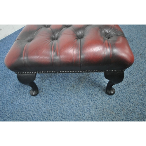 1210 - AN OXBLOOD LEATHER BUTTONED CHESTERFIELD STYLE RECTANGULAR FOOTSTOOL, width 68cm x depth 52cm x heig... 