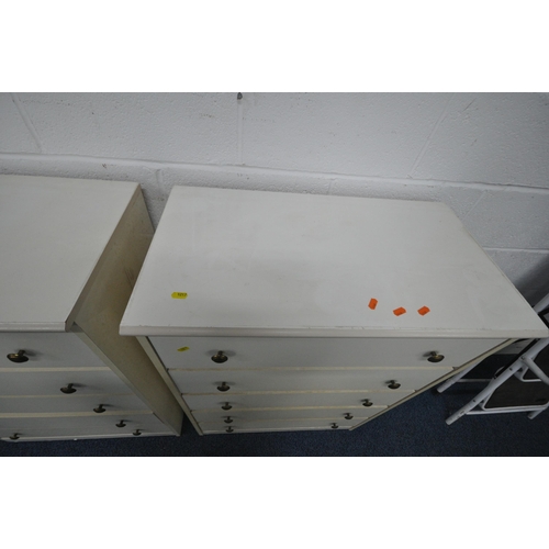 1217 - A PAIR OF WHITE FIVE DRAWER CHESTS, width 74cm x depth 41cm x height 105cm (condition report: marks,... 