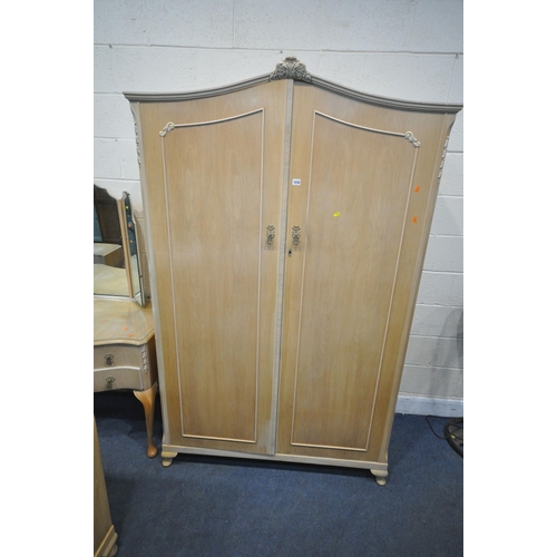 1232 - A 20TH CENTURY WALNUT SIX PIECE BEDROOM SUITE, comprising a double door wardrobe, width 126cm x dept... 