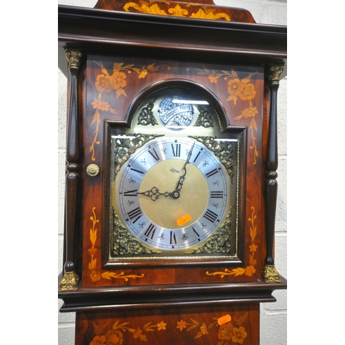 1240 - DIAMANTINI AND DOMENICONI, AN ITALIAN REPRODUCTION LONGCASE CLOCK, the hood with a brass child seate... 