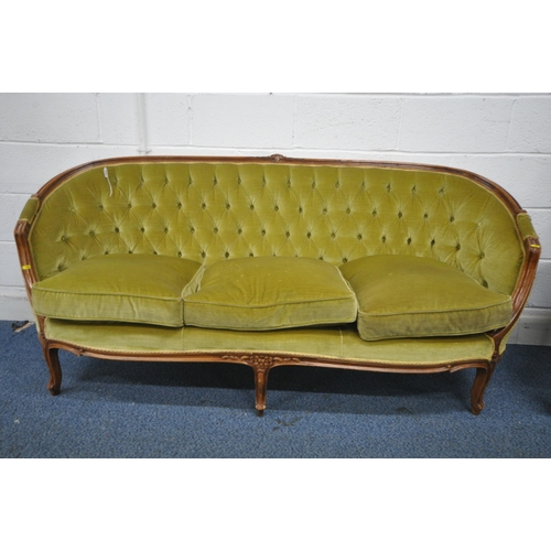 1246 - A REPRODUCTION ITALIAN STYLE THREE SEATER SOFA, with an arched back, length 180cm, and a reproductio... 