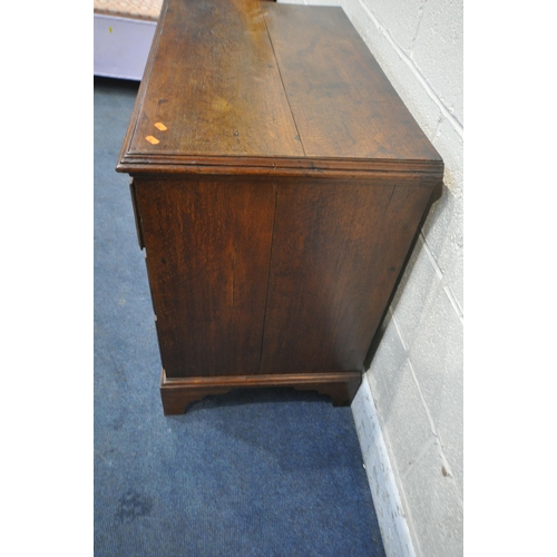 1259 - A GEORGIAN OAK CHEST OF TWO SHORT OVER TWO LONG DRAWERS, raised on bracket feet, width 92cm x depth ... 