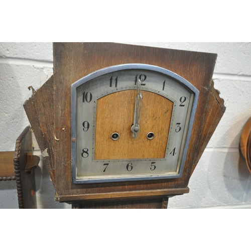 1264 - A LARGE SELECTION OF OCCASIONAL FURNITURE, to include a distressed oak clock, a distressed stool, a ... 