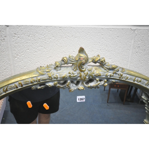 1267 - A FLAMBOYANT OVAL PAINTED MIRROR, 100cm x 73cm (condition report: small chips to frame, losses to pa... 