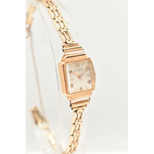 33 - A WATCH, the Sully watch with white square face, the head reverse stamped 18K 0.750, to the gate str... 