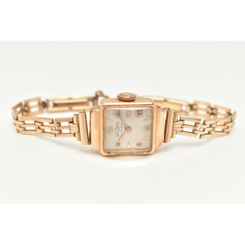 33 - A WATCH, the Sully watch with white square face, the head reverse stamped 18K 0.750, to the gate str... 