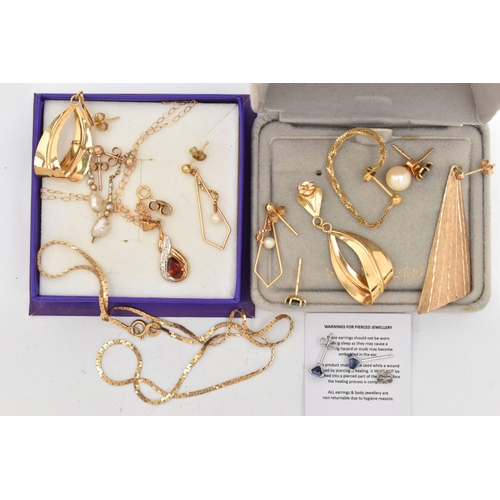 50 - ASSORTED YELLOW METAL JEWELLERY, to include a 9ct gold flat articulated chain with spring clasp, hal... 