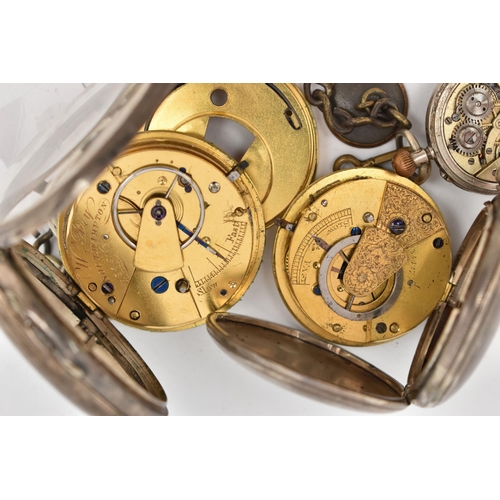 54 - THREE POCKET WATCHES, to include an early Victorian silver open face pocket watch, with metal chain,... 