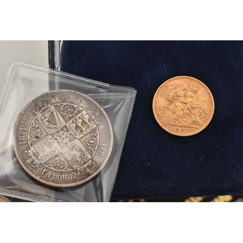 108 - A GOLD HALF SOVEREIGN COIN 1906 EDWARD VII, 3.9 grams, 19.30mm, 916 fine, together with a box of mai... 