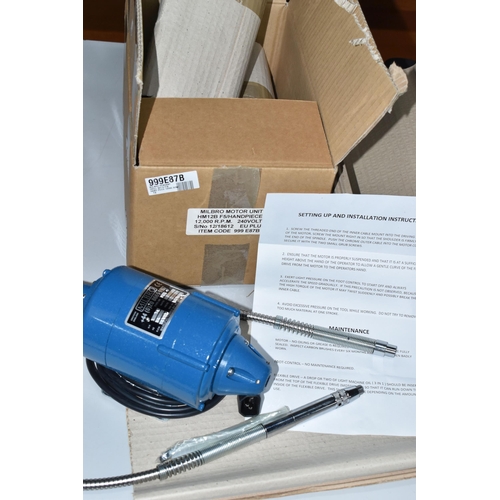 115 - A BOXED 'MILBRO MOTOR UNIT', milbro pendant drill with fix hand piece, 12,000 R.P.M, 24 volts, EU pl... 