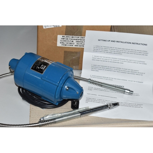 117 - A BOXED 'MILBRO MOTOR UNIT', milbro pendant drill with fix hand piece, 12,000 R.P.M, 24 volts, EU pl... 