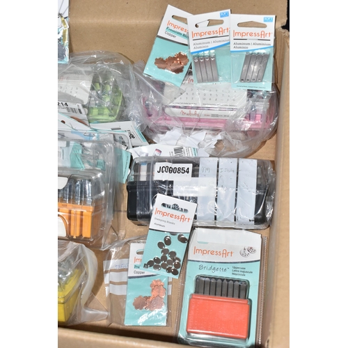 123 - A BOX OF ASSORTED 'IMPRESS ART' METAL STAMP SETS, to include a cased 'Celtic' 3mm, 33 piece set, a c... 