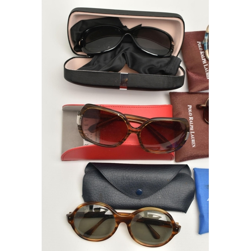 97 - A BOX OF ASSORTED SUNGLASSES, to include a pair of 'Ted Lapidus Paris' sunglasses, a pair of 'Romeo ... 