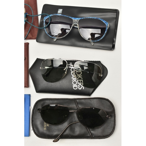 97 - A BOX OF ASSORTED SUNGLASSES, to include a pair of 'Ted Lapidus Paris' sunglasses, a pair of 'Romeo ... 