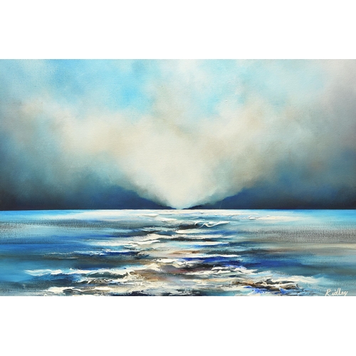 309 - DAVID RIDLEY (BRITISH CONTEMPORARY), 'CALM WATERS II', an atmospheric seascape, signed bottom right,... 