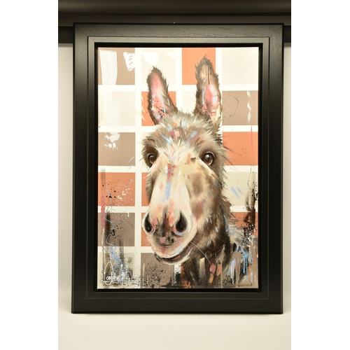 311 - SAMANTHA ELLIS (BRITISH 1992) 'SMILEY STANLEY', a contemporary style portrait of a Donkey, signed bo... 