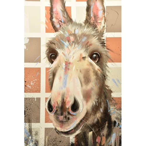 311 - SAMANTHA ELLIS (BRITISH 1992) 'SMILEY STANLEY', a contemporary style portrait of a Donkey, signed bo... 