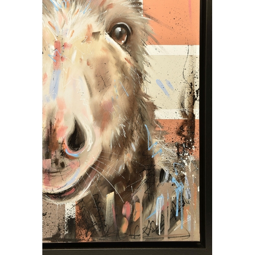 311 - SAMANTHA ELLIS (BRITISH 1992) 'SMILEY STANLEY', a contemporary style portrait of a Donkey, signed bo... 