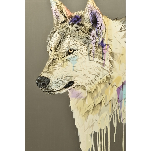 315 - STEPHEN FORD (BRITISH CONTEMPORARY) 'LEIF ERIKSON', a contemporary portrait of a Wolf, signed, title... 