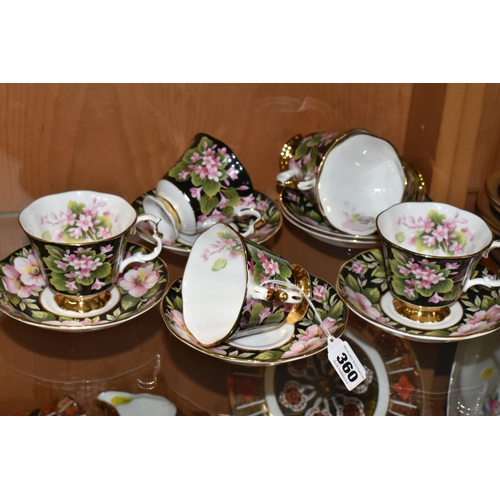 360 - GROUP OF ROYAL ALBERT PROVINCIAL FLOWERS  'MAYFLOWER' PATTERN TEA CUPS AND SAUCERS, comprising six c... 