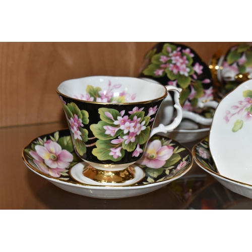 360 - GROUP OF ROYAL ALBERT PROVINCIAL FLOWERS  'MAYFLOWER' PATTERN TEA CUPS AND SAUCERS, comprising six c... 