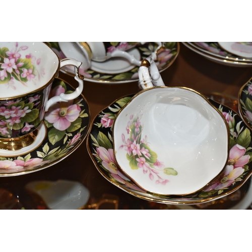 360 - GROUP OF ROYAL ALBERT PROVINCIAL FLOWERS  'MAYFLOWER' PATTERN TEA CUPS AND SAUCERS, comprising six c... 