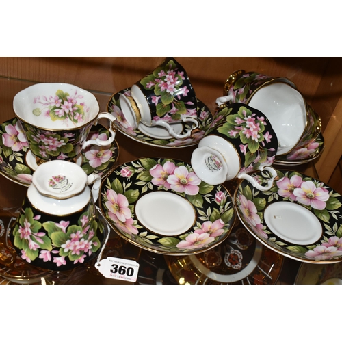 360 - GROUP OF ROYAL ALBERT PROVINCIAL FLOWERS  'MAYFLOWER' PATTERN TEA CUPS AND SAUCERS, comprising six c... 