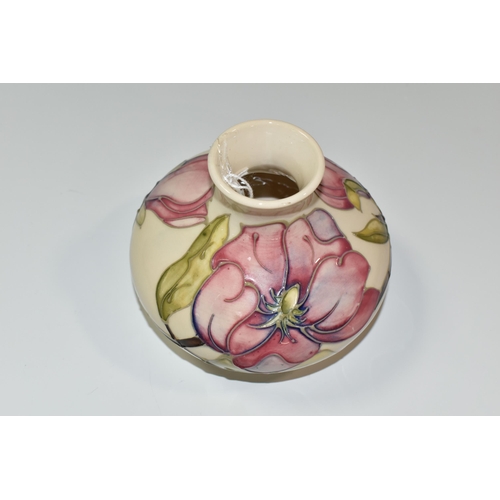 363 - A MOORCROFT POTTERY 'MAGNOLIA' PATTERN VASE, of squat bulbous form, tube lined with pink Magnolia fl... 