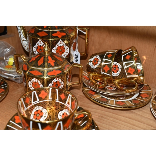 366 - A BURTONDALE IMARI PATTERN TEA SET, comprising a teapot, octagonal covered sugar bowl, milk jug, twe... 