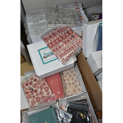 388 - THREE BOXES CONTAINING A QUANTITY OF BOXED SETS OF 'SEWING QUARTER' FABRIC SQUARES, to include twent... 