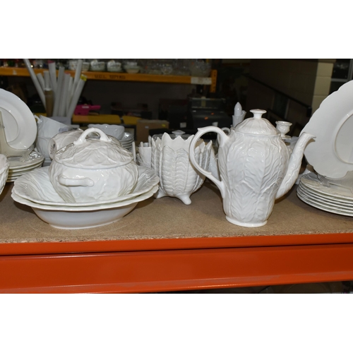 417 - LARGE QUANTITY OF WHITE WEDGWOOD ''COUNTRYWARE'' DESIGN DINNER WARE, ALSO WITH A BAVARIAN TEA SET, A... 