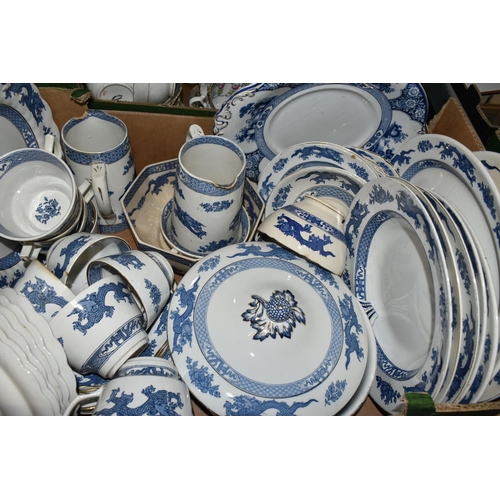 421 - FIVE BOXES OF ASSORTED CERAMICS AND GLASSWARE, to include, a variety of tea ware, cups and saucers i... 