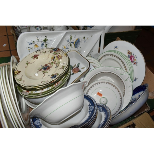 421 - FIVE BOXES OF ASSORTED CERAMICS AND GLASSWARE, to include, a variety of tea ware, cups and saucers i... 