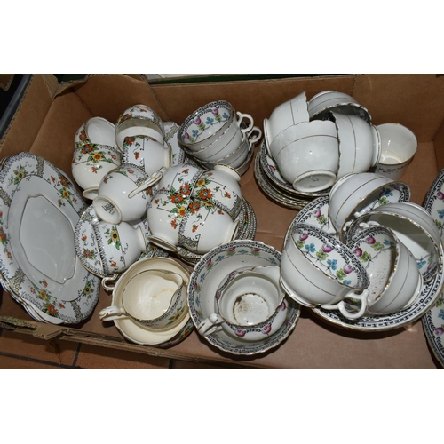 421 - FIVE BOXES OF ASSORTED CERAMICS AND GLASSWARE, to include, a variety of tea ware, cups and saucers i... 