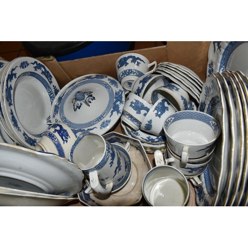 421 - FIVE BOXES OF ASSORTED CERAMICS AND GLASSWARE, to include, a variety of tea ware, cups and saucers i... 