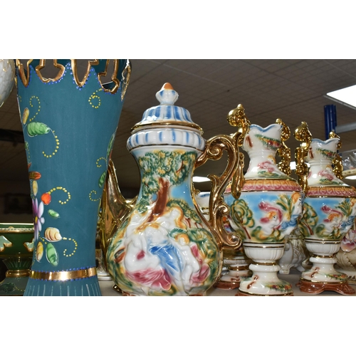 422 - A GROUP OF NINETEEN NAMED AND UNNAMED CONTINENTAL CAPODIMONTE STYLE CERAMIC ORNAMENTS to include a q... 