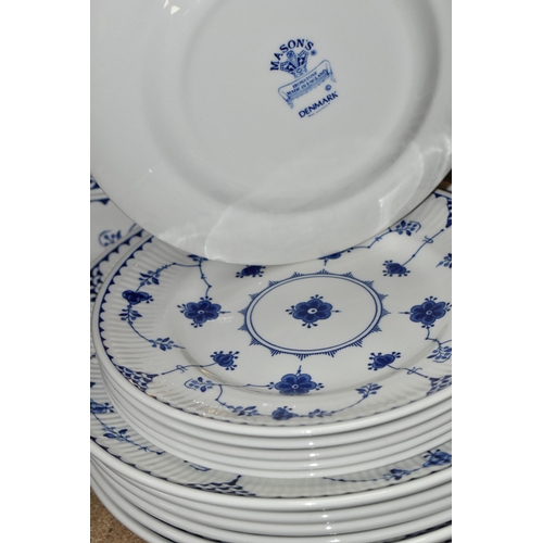 423 - A THIRTY-NINE PIECE DENMARK DINNER SERVICE comprising one covered tureen, a Furnivals Limited Denmar... 